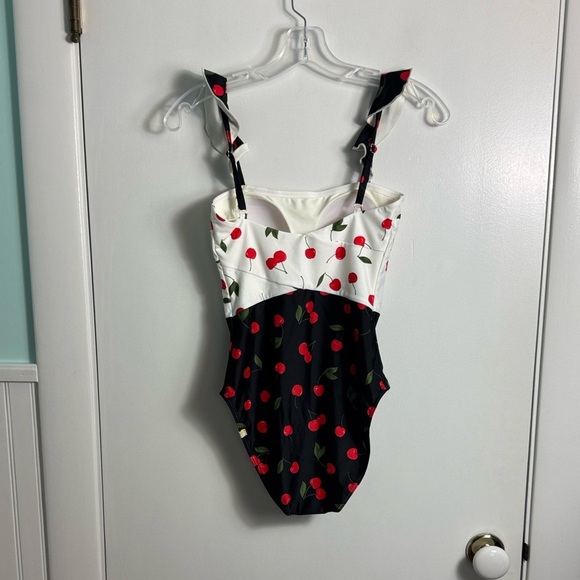 NWT Summersalt ruffle oasis Cherry Print One-Piece Swimsuit size 2 - Picture 2 of 7